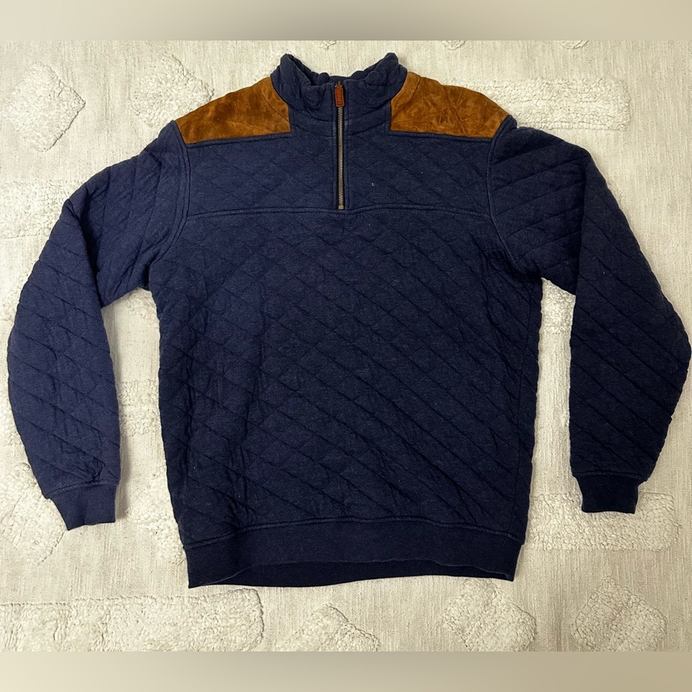Vineyard Vines Navy and Brown Zip-Up Sweater
